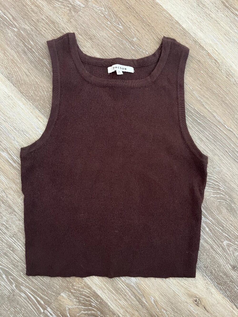 Deep Brown Knit Cropped Tank Top